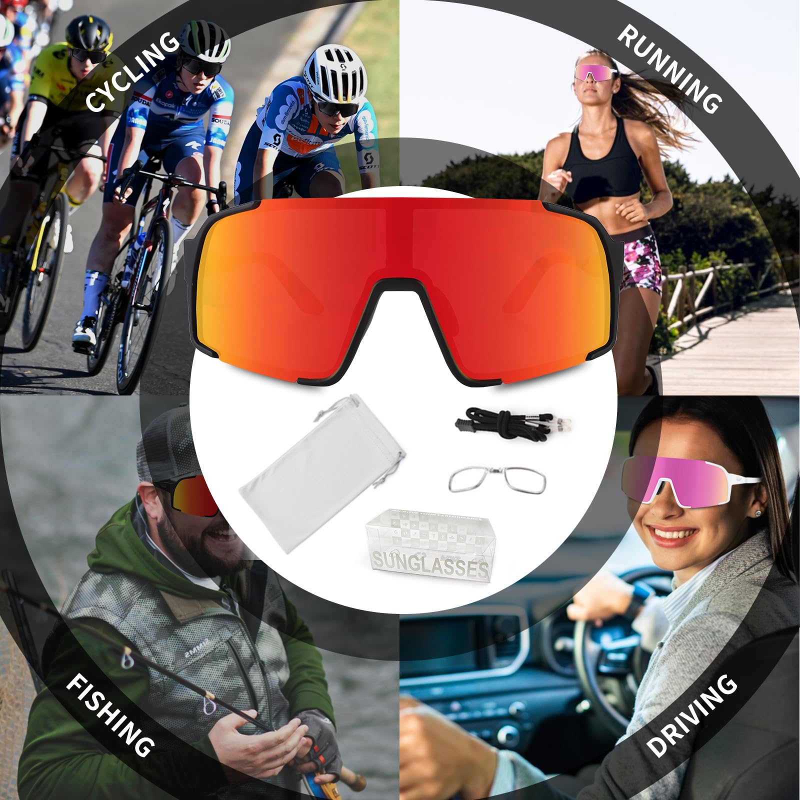 OULAIQI Gafas de sol de béisbol para hombres y mujeres, gafas deportivas de ciclismo para correr, sóftbol, voleibol, golf con protección UV