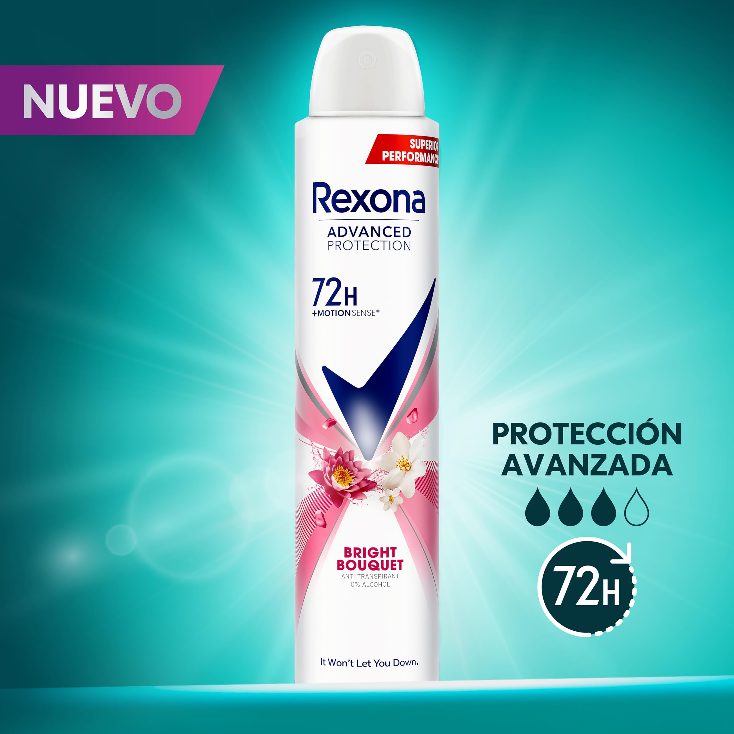 Rexona Déodorant Advance Protection Bright Bouquet 72 h pour Femme 200 ml Pack de 6