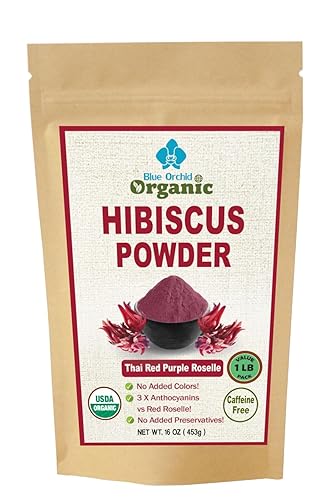 Polvo orgánico de flor de hibisco de 16 onzas, colorante alimentario natural, hierba rosela roja morada tailandesa secada al sol, polvo matcha para