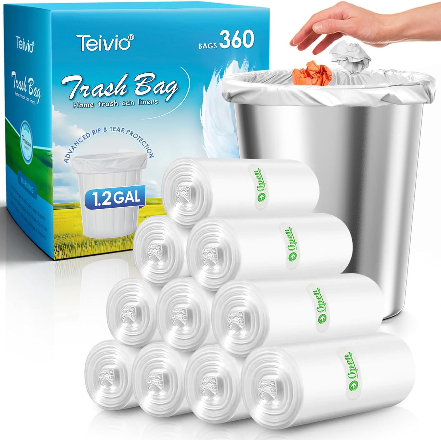 Amazon.com: 1.2 Gallon Small Trash Bags, 4.5 Liter Trash Can Liners ...