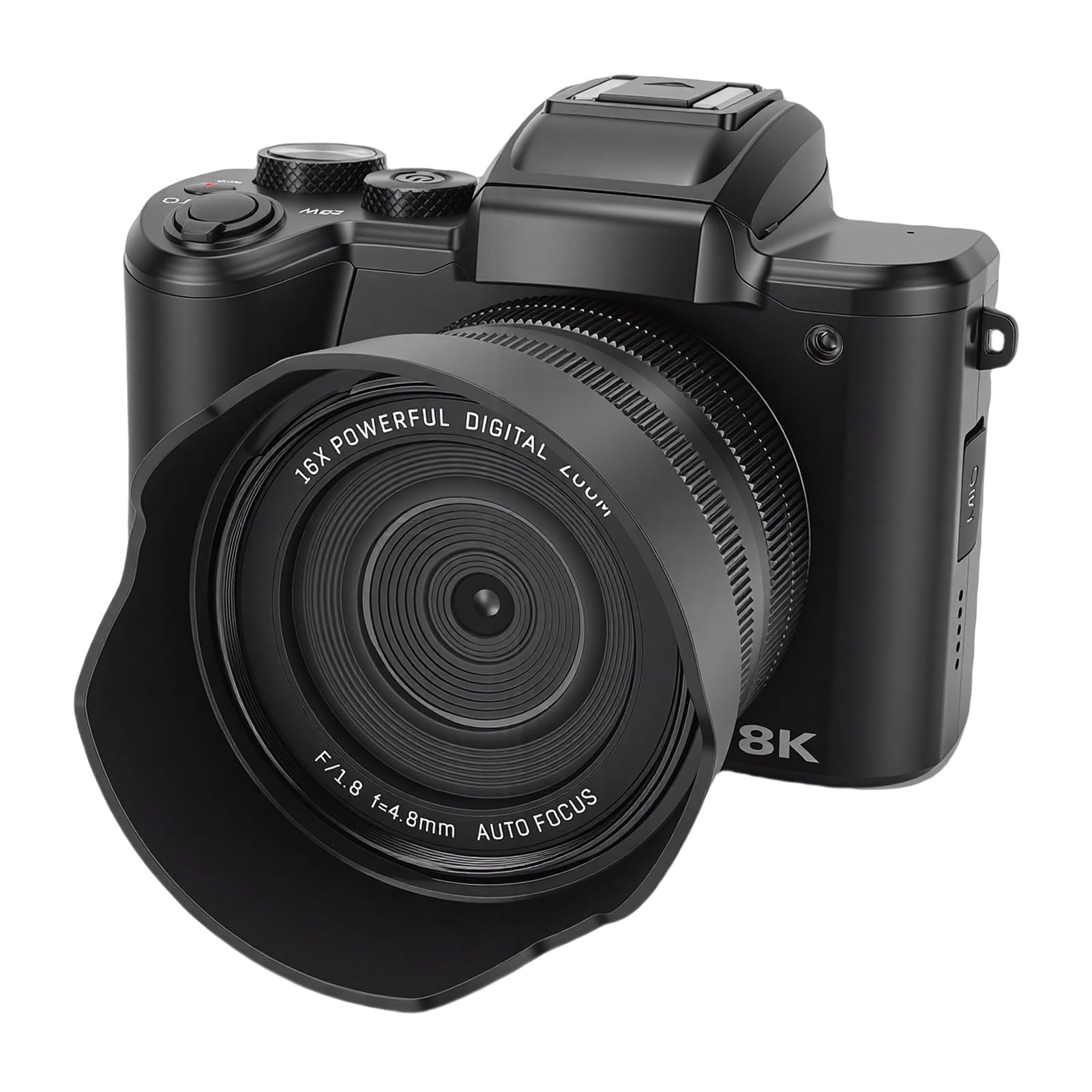 ASHATA Fotocamera digitale 8K 88MP HD con touch screen per principianti e appassionati di fotografia, nero