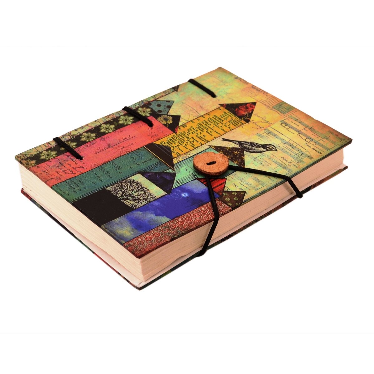 Purpledip Vintage Diary 'Urban Jungle': Handmade Paper Journal with String & Button Closure (11111), Multi, 5*7 - Image 2