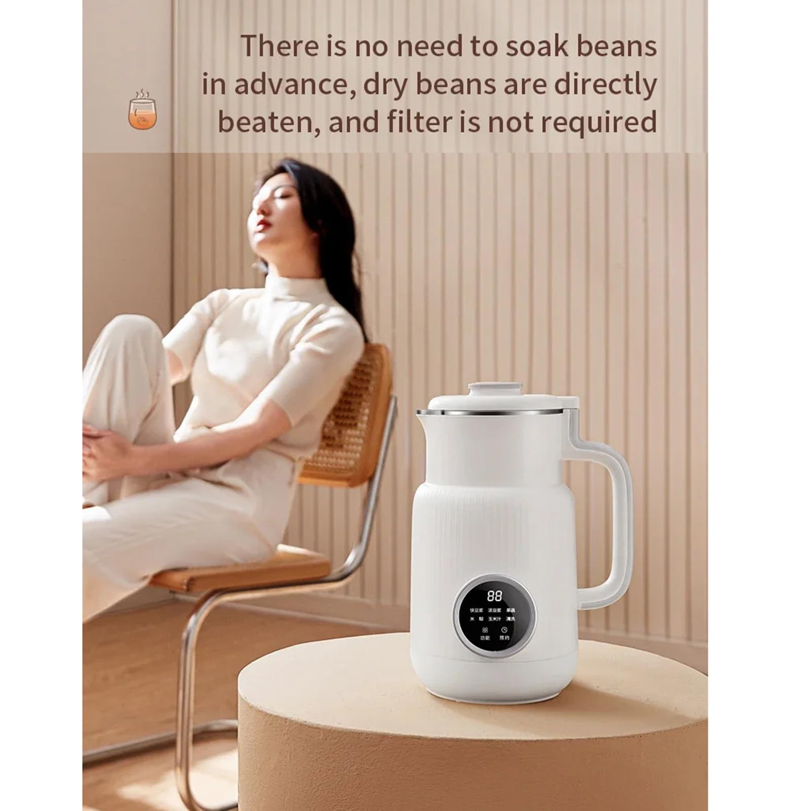 Machine à Lait Végétal 800/1500 Ml – 500W, Nettoyage Auto, Maintien Au Chaud, Lait D’Amande, Avoine, Soja Maison Sans Effort