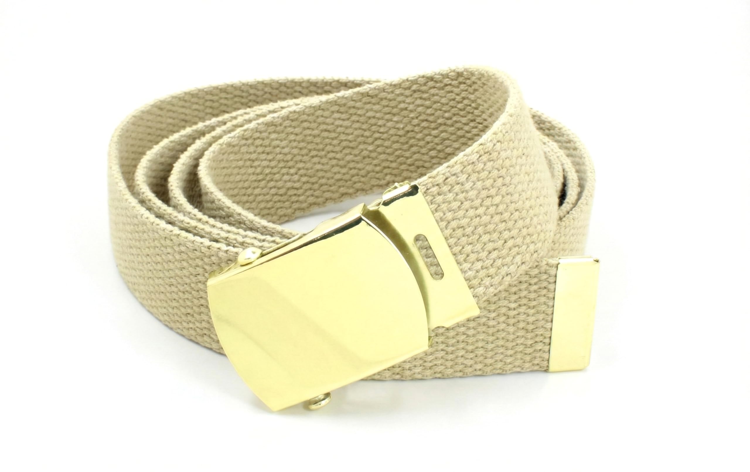 Canvas Web Belt Military Style with Brass Buckle and Tip 54' Long Many Colors