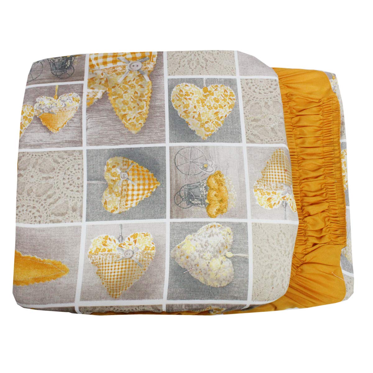 Russo Tessuti 6 Cuscini Sedia Coprisedia Imbottiti Cuore Allungato Shabby Elastici SFODERABILI-Giallo