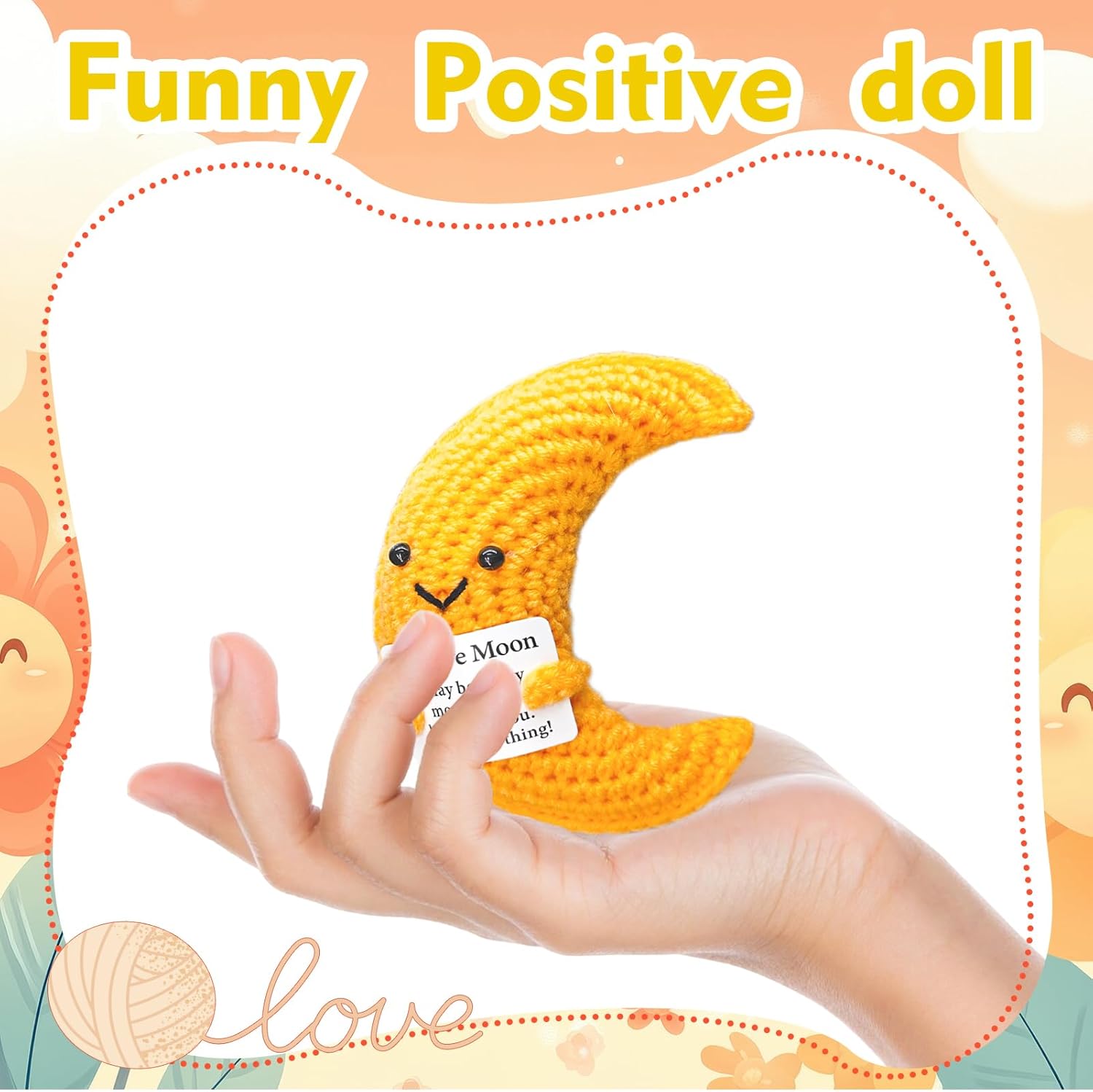 Mini Handmade Crochet Moon, Suitable for Women, Men, Family, Friends, Boss, Colleagues Creative Christmas Thanksgiving Gift Emotional Support Gift - Image 2