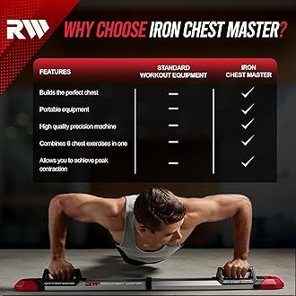 Iron Chest Master Pro Push Up Machine - The Perfect Chest Workout Equipment for Home Workouts - Exercise Equipment Includes Resistance Bands and Unique Fitness Program for Men and Women