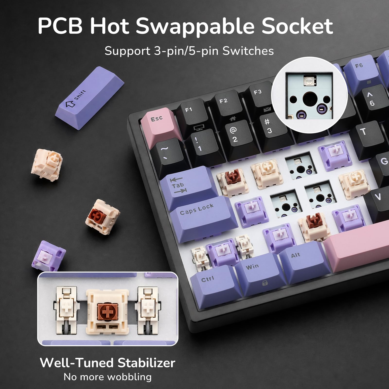 RK ROYAL KLUDGE RK84 – przewodowa klawiatura mechaniczna do gier z 75% układem TKL, podświetleniem RGB i funkcją hot-swap, układ US QWERTY