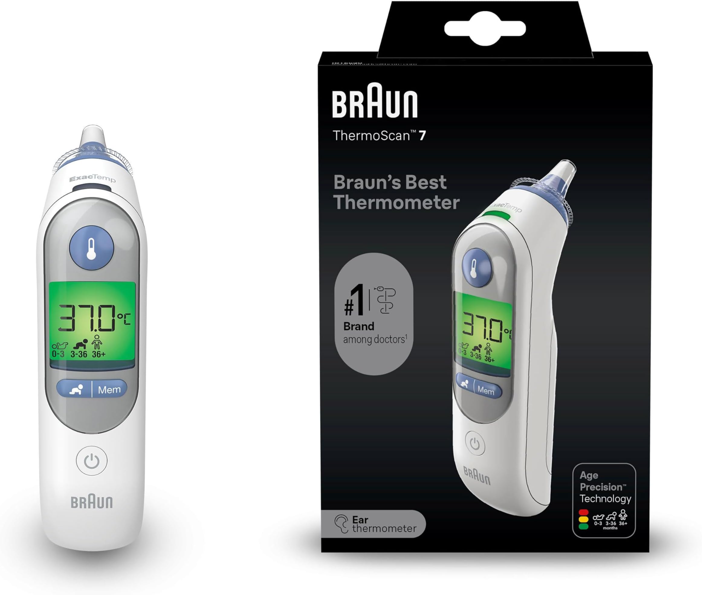 ThermoScan 7, Ear Thermometer, Age Precision with Colour Coding - IRT 6520 White