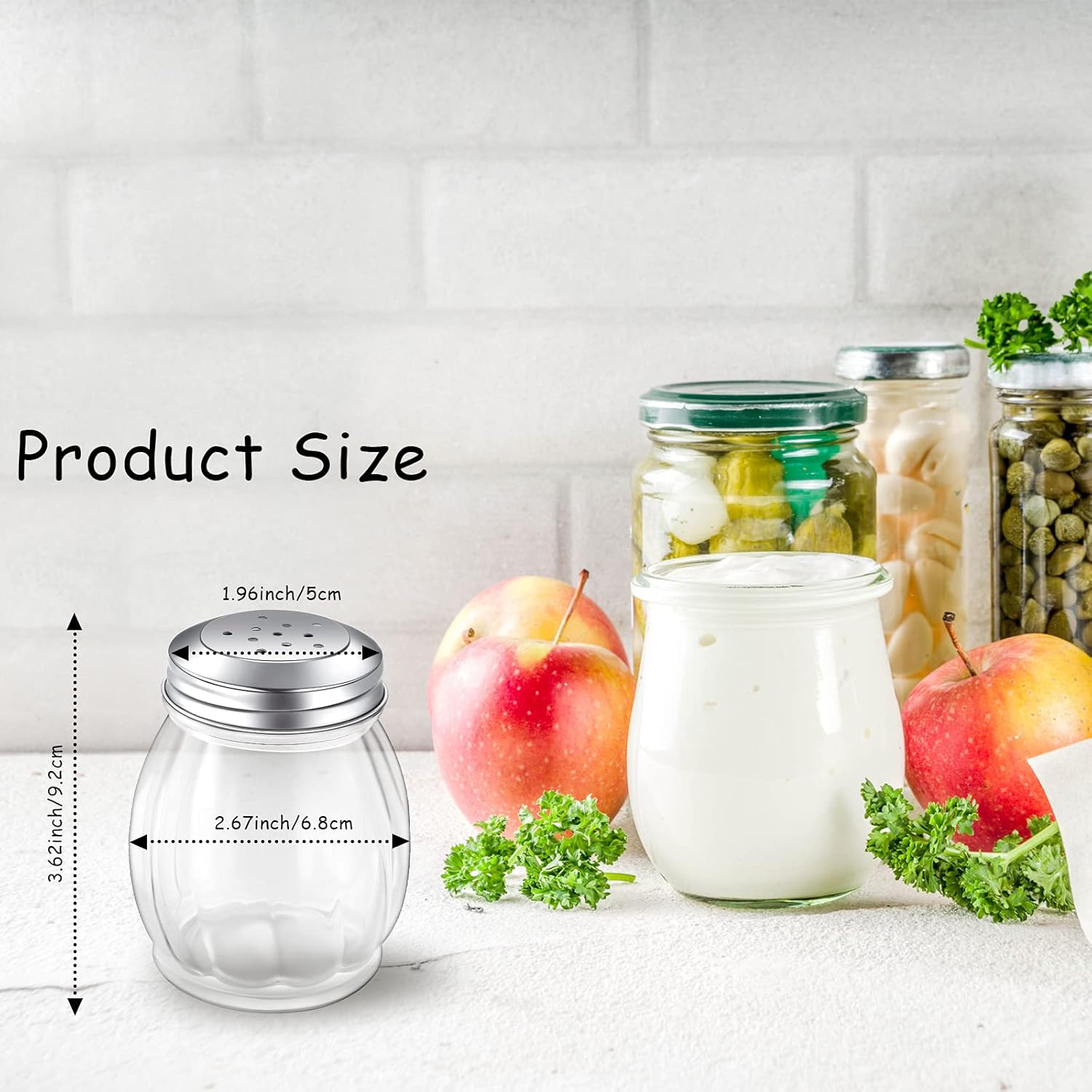 Skyley 12 Pieces Glass Spices Shaker with Perforated 6 Ounce Swirl Glass Cheese Shaker and Slotted Top Lid Red Pepper Retro Swirl Style Dispensers for Home Kitchen Restaurant Supplies