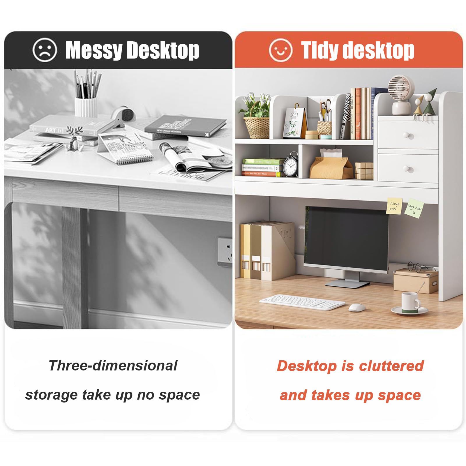 Desktop-Bücherregal Tischregale Schreibtisch-Bücherregal 72x17x78CM Massivholz-Desktop-Bücherregal Für Computertisch Multifunktion Desktop Organizer Für Bürowohnheim Wohnkultur (Warmweiß)