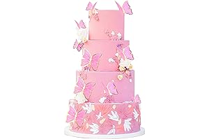 30 Pack Pink Color 3D Butterfly Cake Topper for Birthday Wedding Party