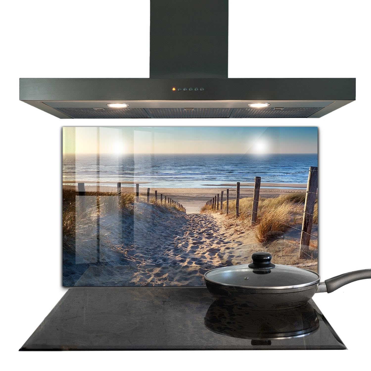 Panneau de cuisine Wallfluent en verre trempé 100x70 cm avec motif de dunes