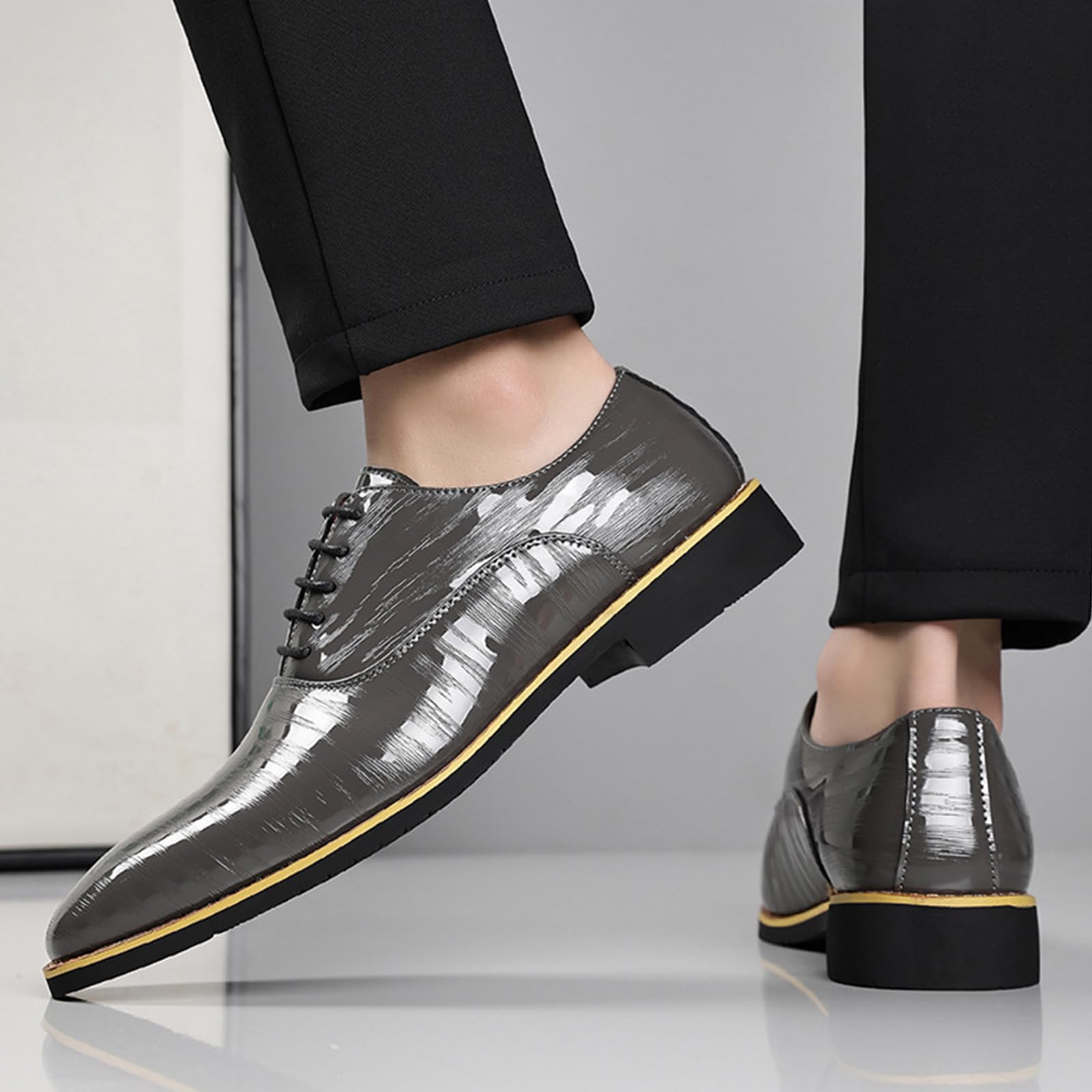 Scarpe Oxford da Uomo in Pelle Scarpe Eleganti con Lacci Punta