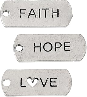 JGFinds Faith Hope Love Message Tag Charms, Silver Tone, 87 Pack (29 of Each)