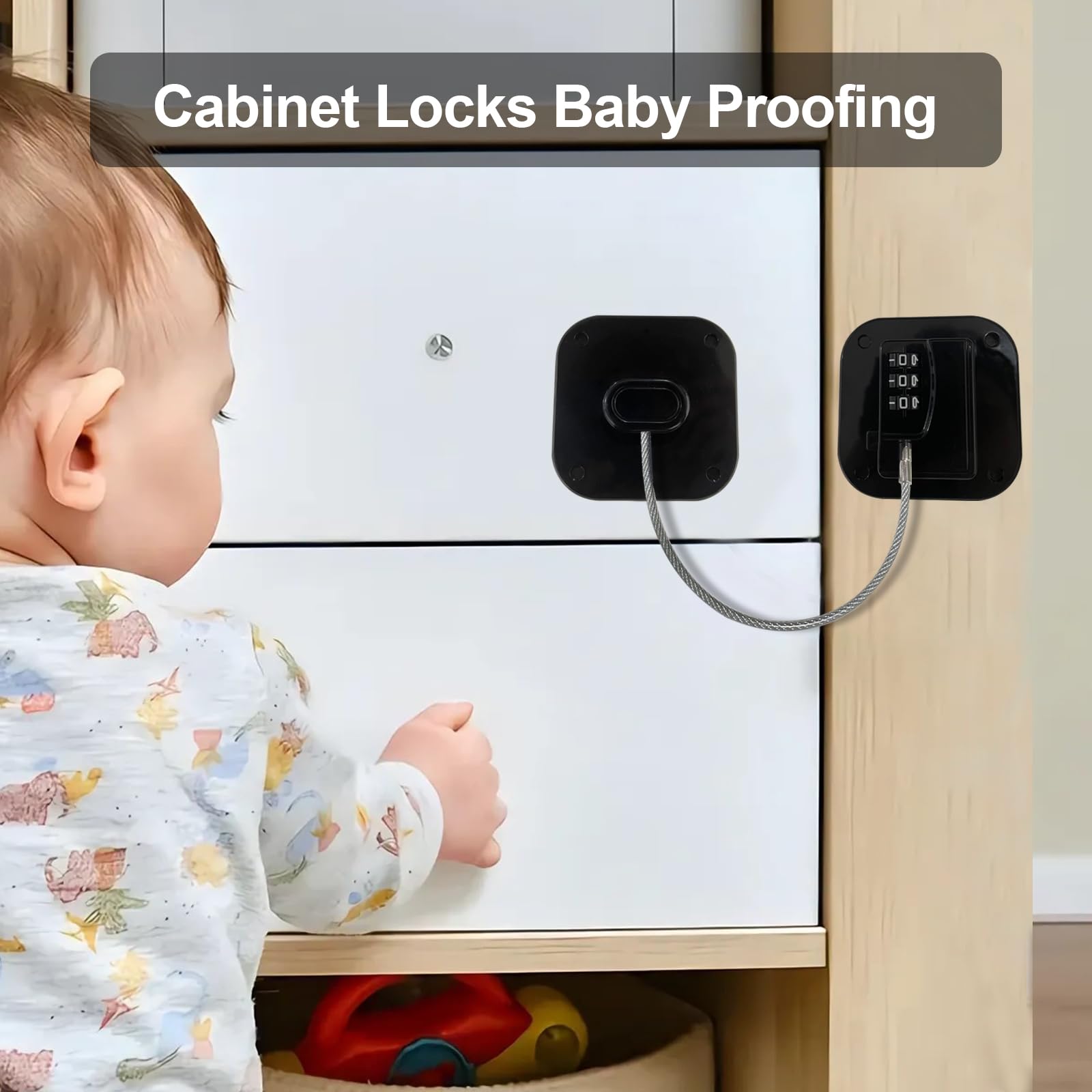 Cerraduras de seguridad para armarios de seguridad para niños, cerradura de combinación para armarios, cajones, refrigeradores (negro, 2 unidades)