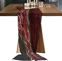 Vista 1 de Marble Red Chiffon Table Runner 120 Inches Long, Voile Sheer Tulle Runner for Rustic Wedding Reception Bridal Shower Decorations Birthday Party