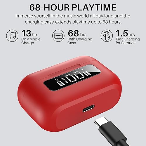 Miniatura 5 de TOZO NC3 Auriculares inalámbricos híbridos con cancelación activa de ruido con 6 micrófonos AI Clear Call Ear Buds 55H Playtime con pantalla LED, 32