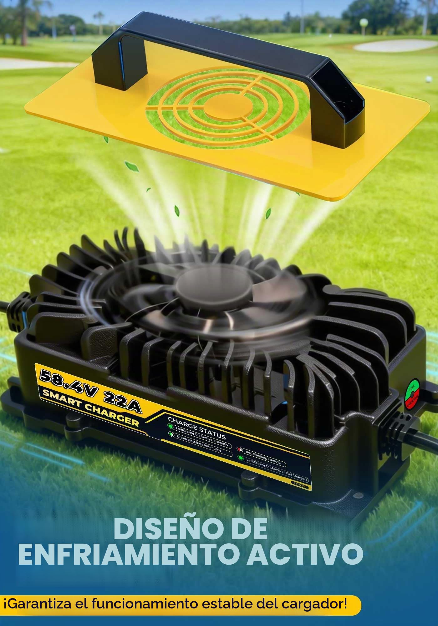 58,4V 22A Cargador de Batería Litio para 48V (51.2V) LiFePO4 Baterías, 48V Cargador de Batería LiFePO4 para Autocaravanas, Barcos, Vehículos Marinos y Sistemas Solar