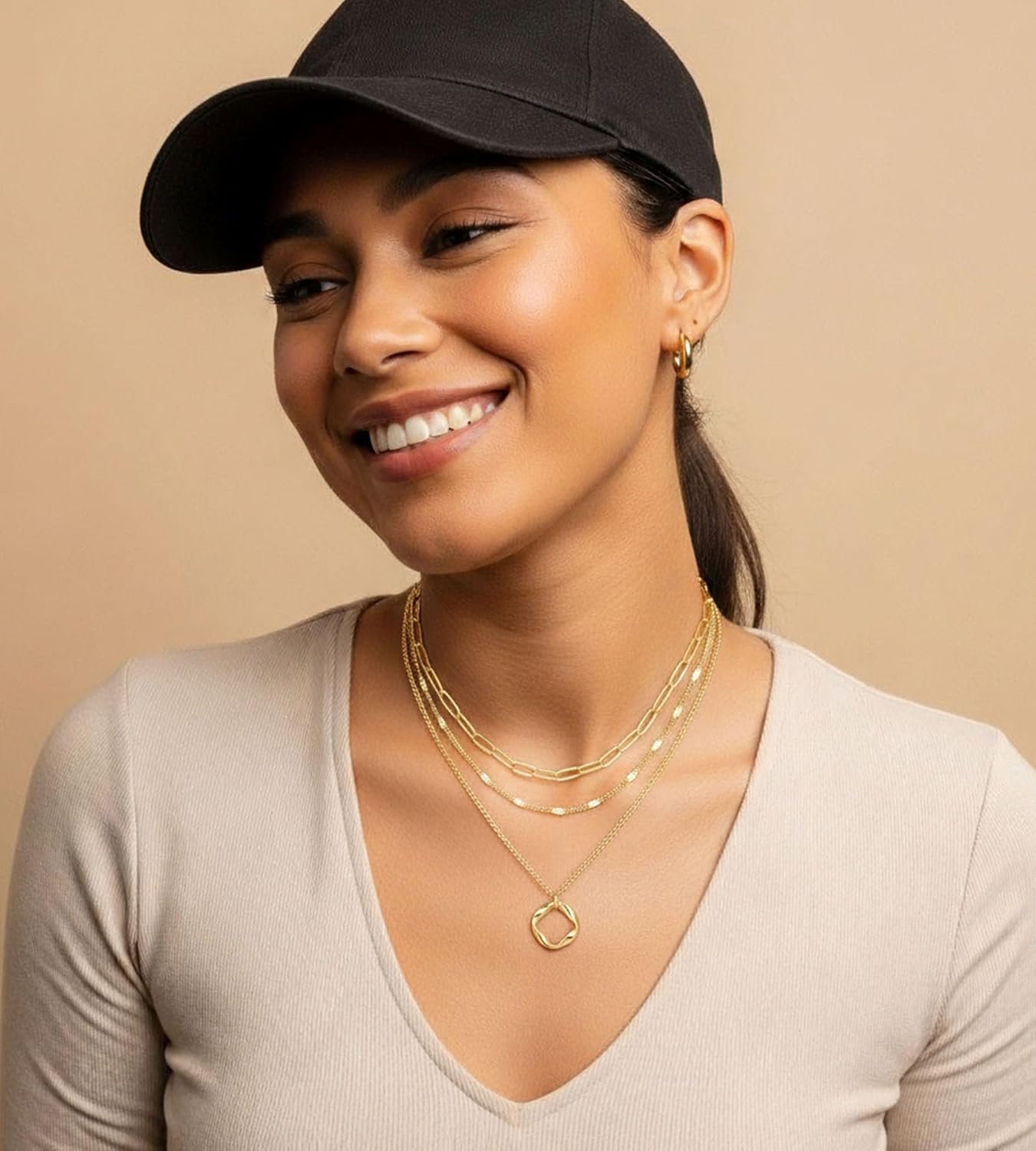YEEZII Layered Gold Necklaces for Women Trendy, 3 Pcs 14K Gold Plated Choker Paperclip Box Chain Necklace, Stackable Women's Gold Pendant Necklaces Jewelry Set - Image 3