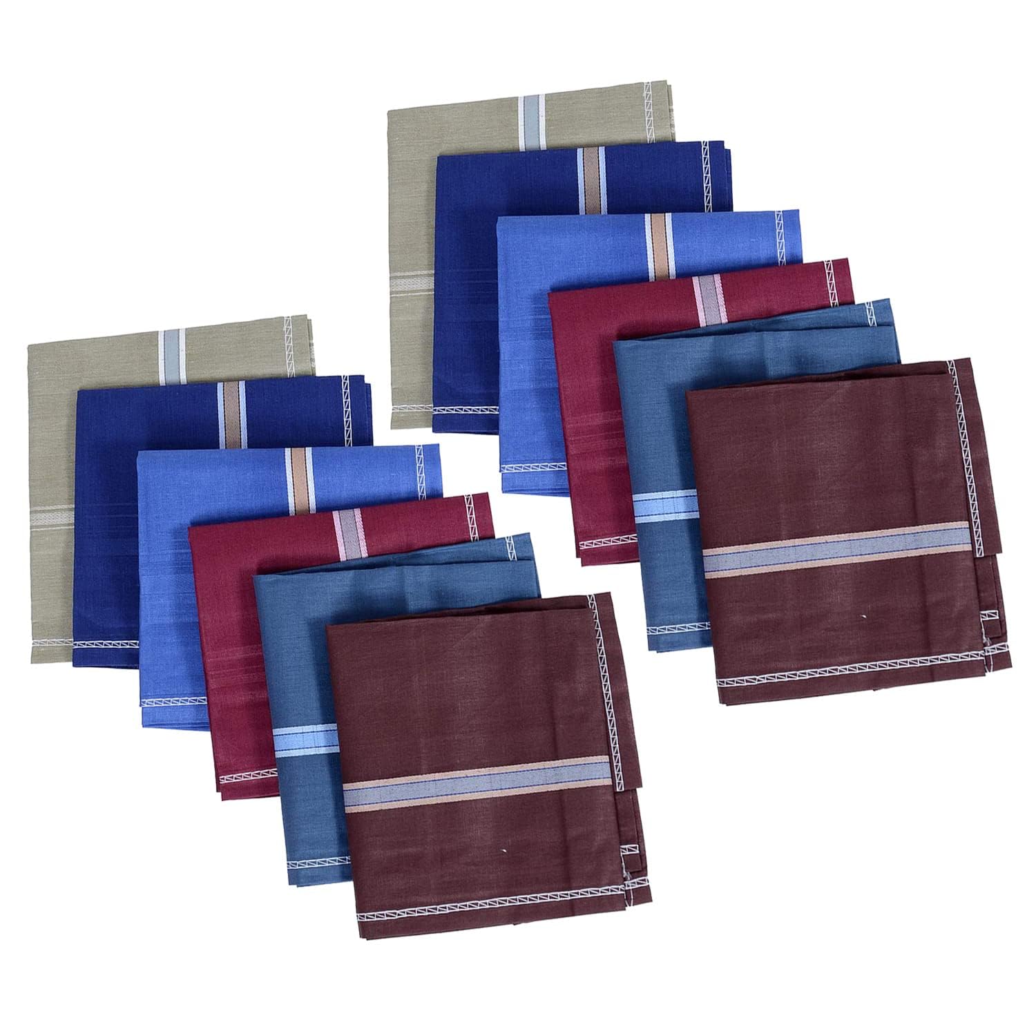 Kuber Industries Handkerchief | Premium Cotton Handkerchief | Handkerchief for Men | Handkerchief for Boys | Men's Handkerchief Set | Rumal for Men | Pack of 12 | Dark Color