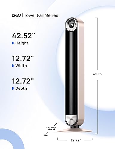 Miniatura 8 de Dreo Ventilador de torre para dormitorio, ventilador oscilante de 90 con velocidad de 28 piess, silencioso de 25 dB para dormir, motor de CC, 9