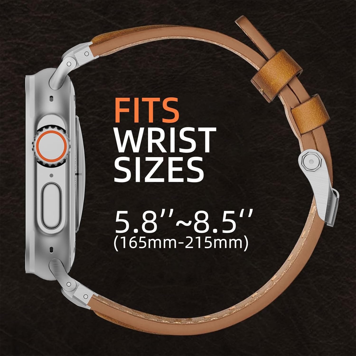 Rugged Leather Band Compatible with Apple Watch Ultra Band 49mm 46mm 45mm 44mm for Men,Vintage Genuine Leather Replacement Strap for iWatch Ultra 3 2 1,SE 3 2 1,series 11 10 9 8 7 6 5 4 - Image 4