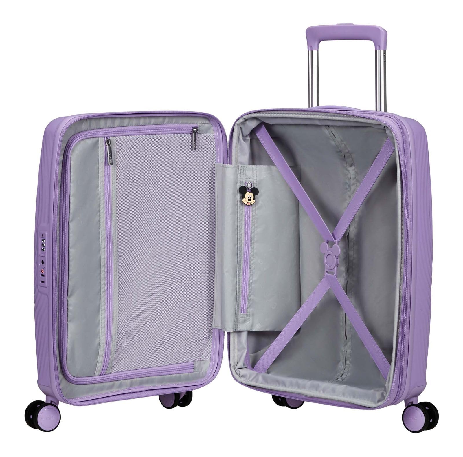 American Tourister Mickey Magic - Valise Cabine 55 x 40 x 20/23 cm - Valise Rigide pour Ryanair, EasyJet & la Plupart des compagnies aériennes, 37/44 L, Violet (Mickey Soft Lilac)