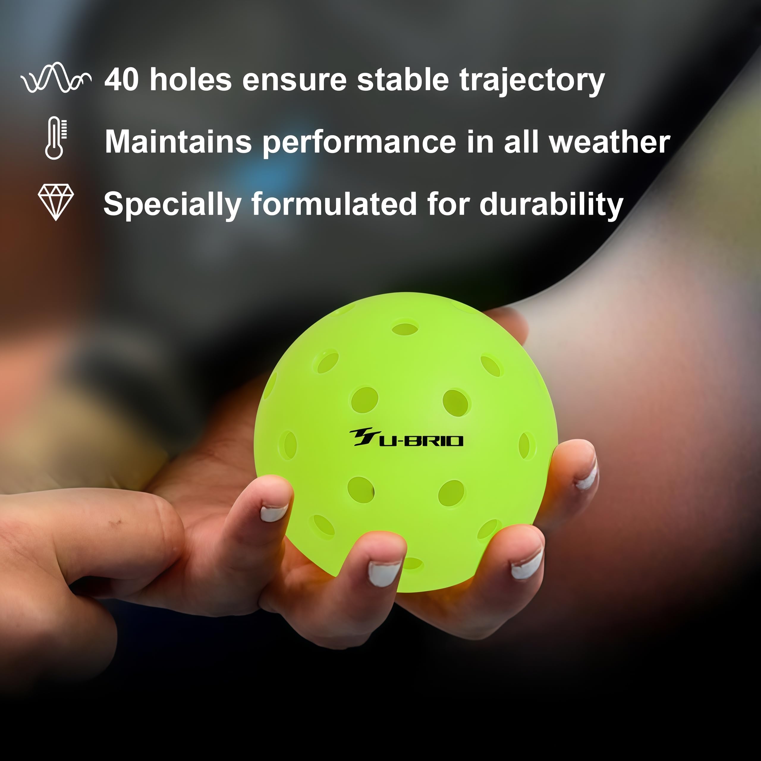 Pro-Grade - Palline da pickleball da esterno a 40 fori, confezione da 3/4/12, testate per giocatori professionisti, design resistente al vento, alta visibilità e durata oltre 300 colpi per