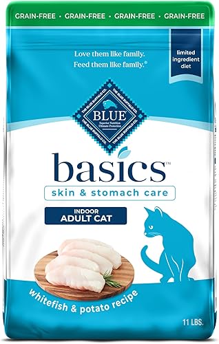 Miniatura 1 de Blue Buffalo Basics Skin & Stomach Care - Alimento seco natural para gatos adultos, sin granos, pescado y patata, 11 libras