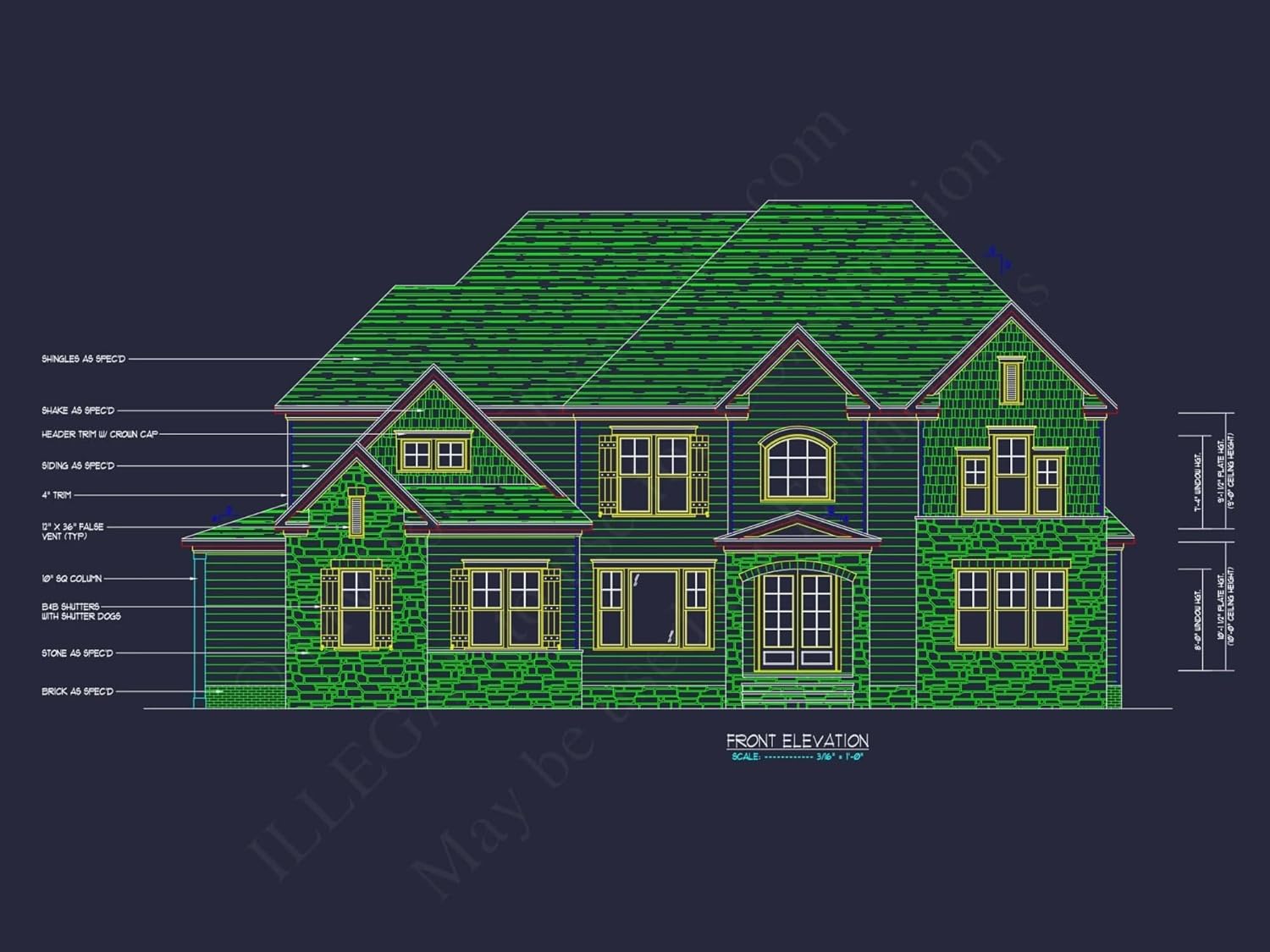 15-1027 House Plan - New American House Plan - 5-Bed, 4-Bath, 3,800 SF
