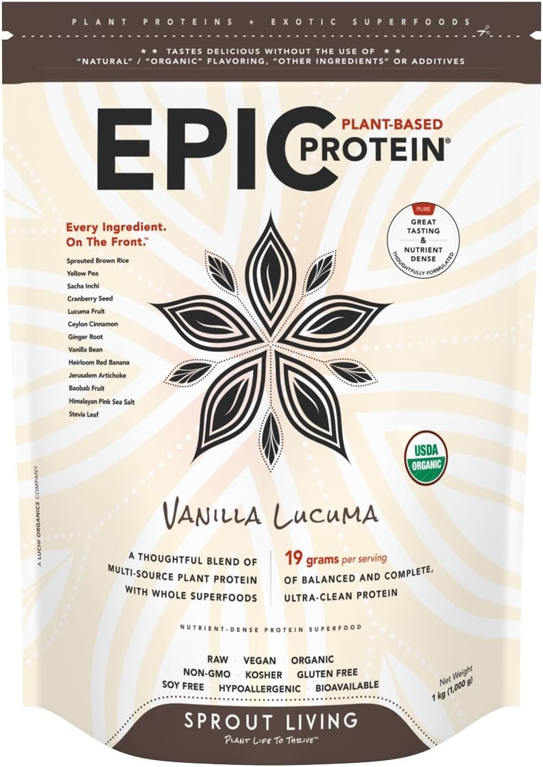 Sprout Living Epic Protein Powder, Vanilla Lucuma, 2.2 lb