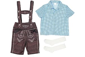 Bavarian Boy's Oktoberfest Outfit: Lederhosen, Shirt, and Socks