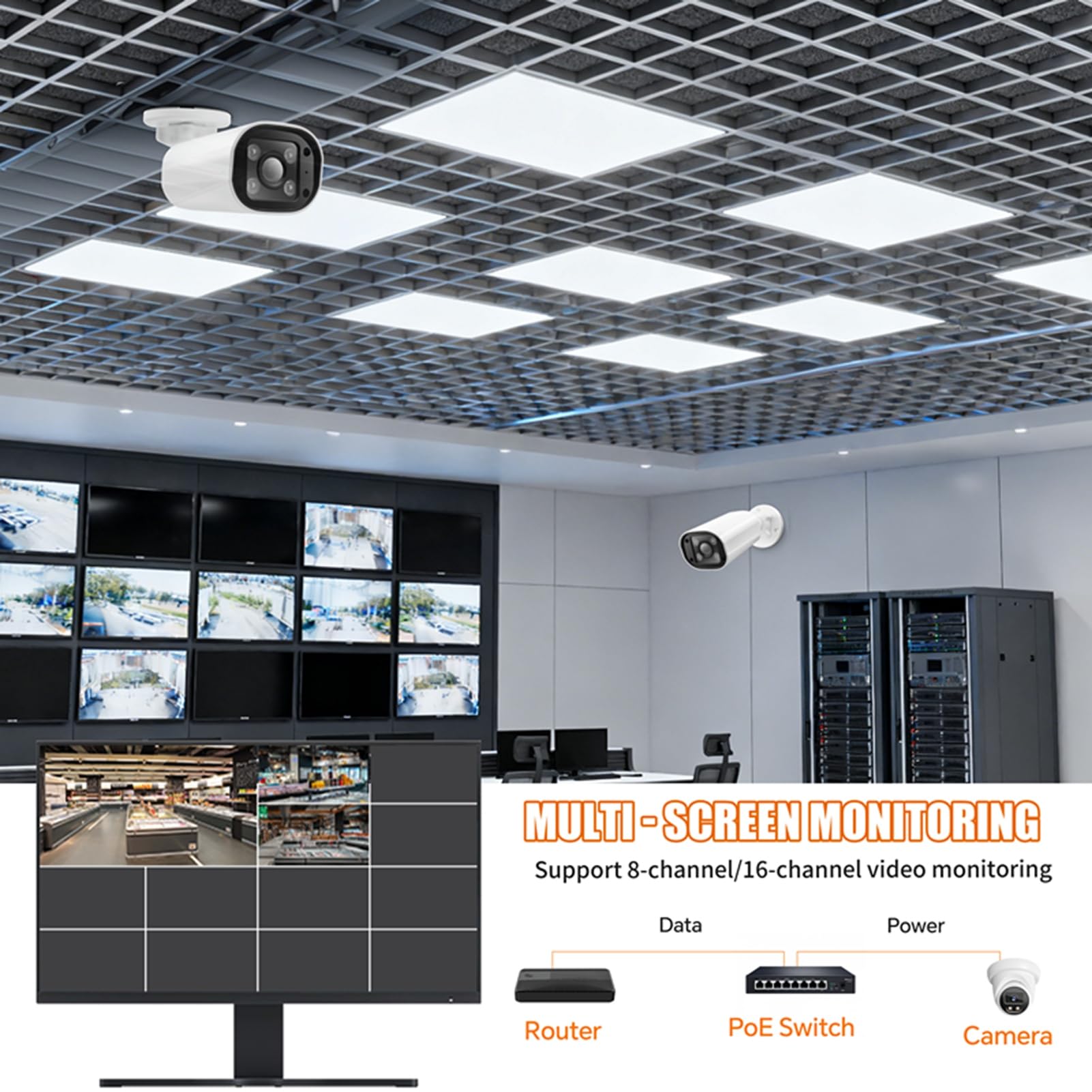 Telecamera di Sorveglianza da 4 MP con Audio Bidirezionale | Rilevamento Umano AI, Visione Notturna a Colori 30 M, PoE IP66 Resistente Alle Intemperie per la Sicurezza Interna Esterna