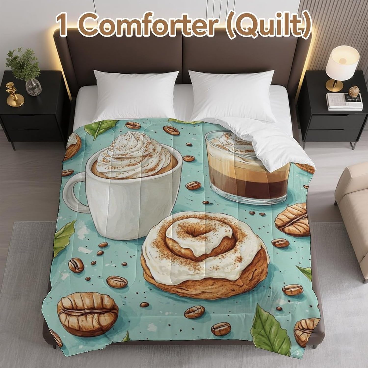 Coffee Cinnamon Rolls Comforter Bedding Heavy Bed Blanket Soft Warm Fluffy All Seasons Only Quilt 155x220cm