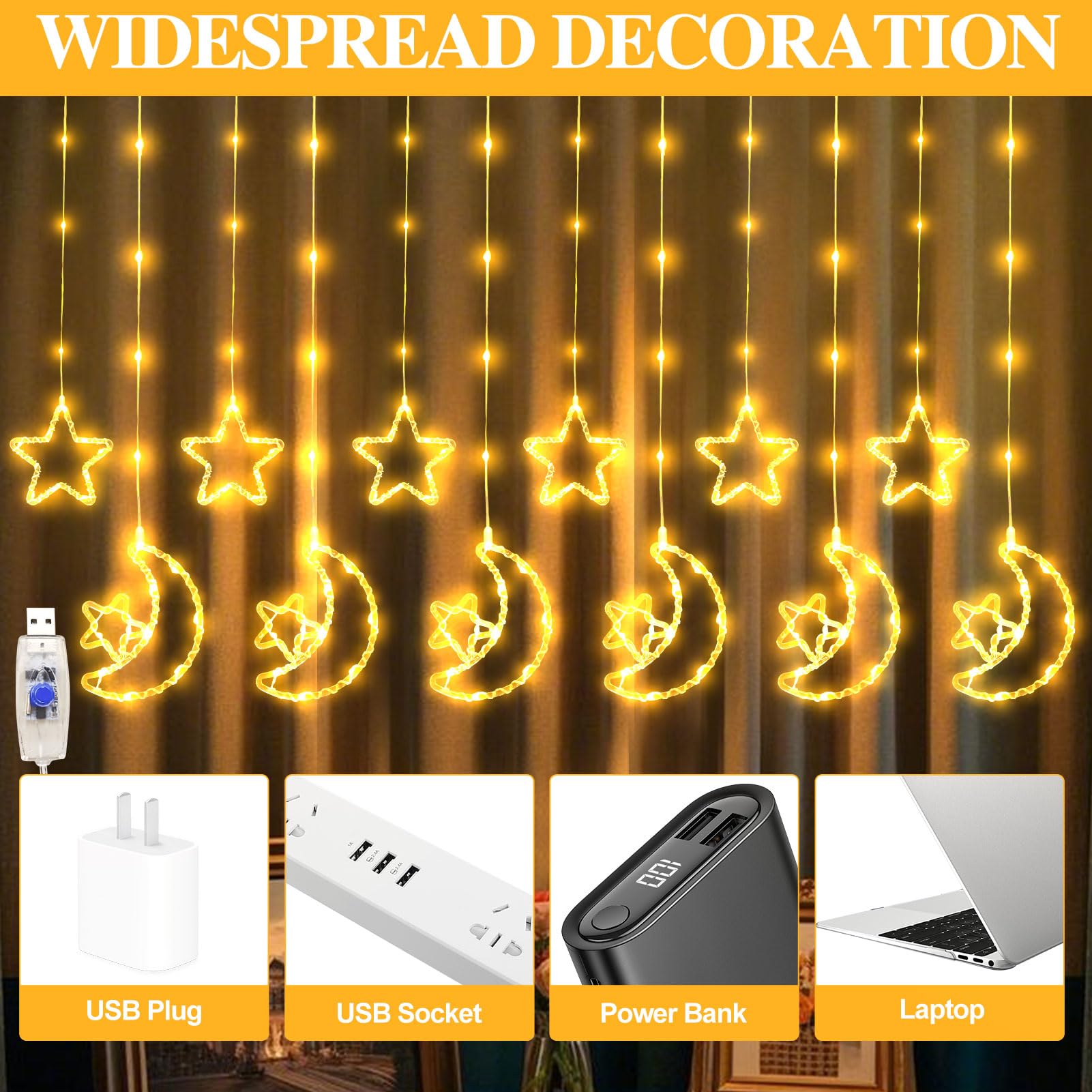 Led-ramadan lichtsnoer, 3 m, 20 leds, moslim Led-ramadan lichtsnoer, 3 m, 20 leds, moslim