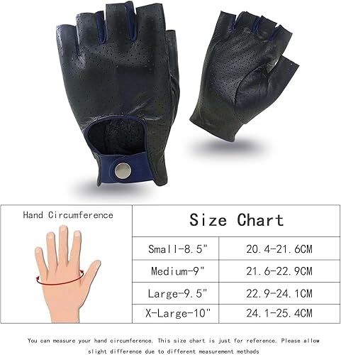 Miniatura 5 de ZLUXURQ Guantes de conducción de piel sin dedos suave y transpirable para hombre, piel de cordero prémium