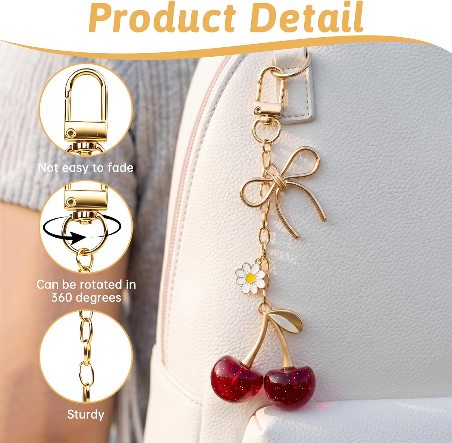 CENOZ 25Pcs Keychain Making Kit for Bag Charm, 4.13'' Gold