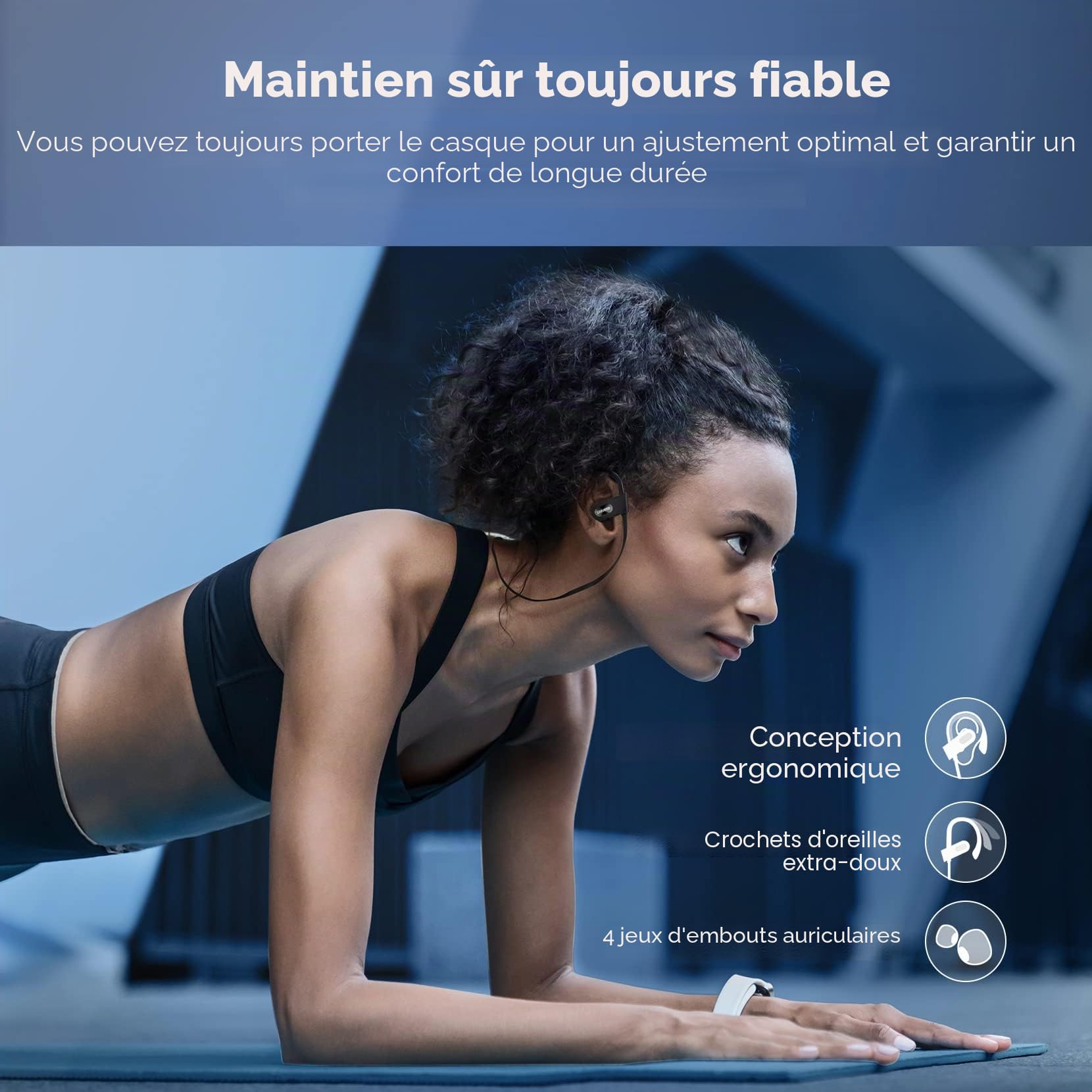 Écouteur Bluetooth,Casque Bluetooth de 16 Heures de Lecture,Écouteurs de Sport sans Fil Stéréo HD avec Écouteurs Étanches IPX7 dans, La Salle de Sport avec Micro Antibruit CVC6.0