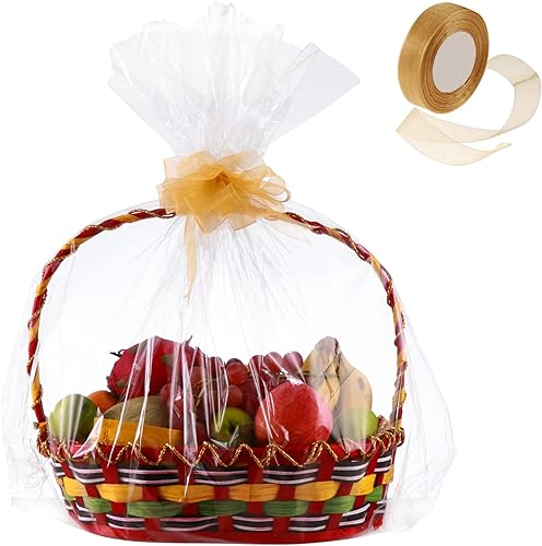 Paquete de 50 bolsas grandes de celofán transparente de 24 x 30 pulgadas, bolsas de regalo de plástico resistente para regalos, artes, manualidades,