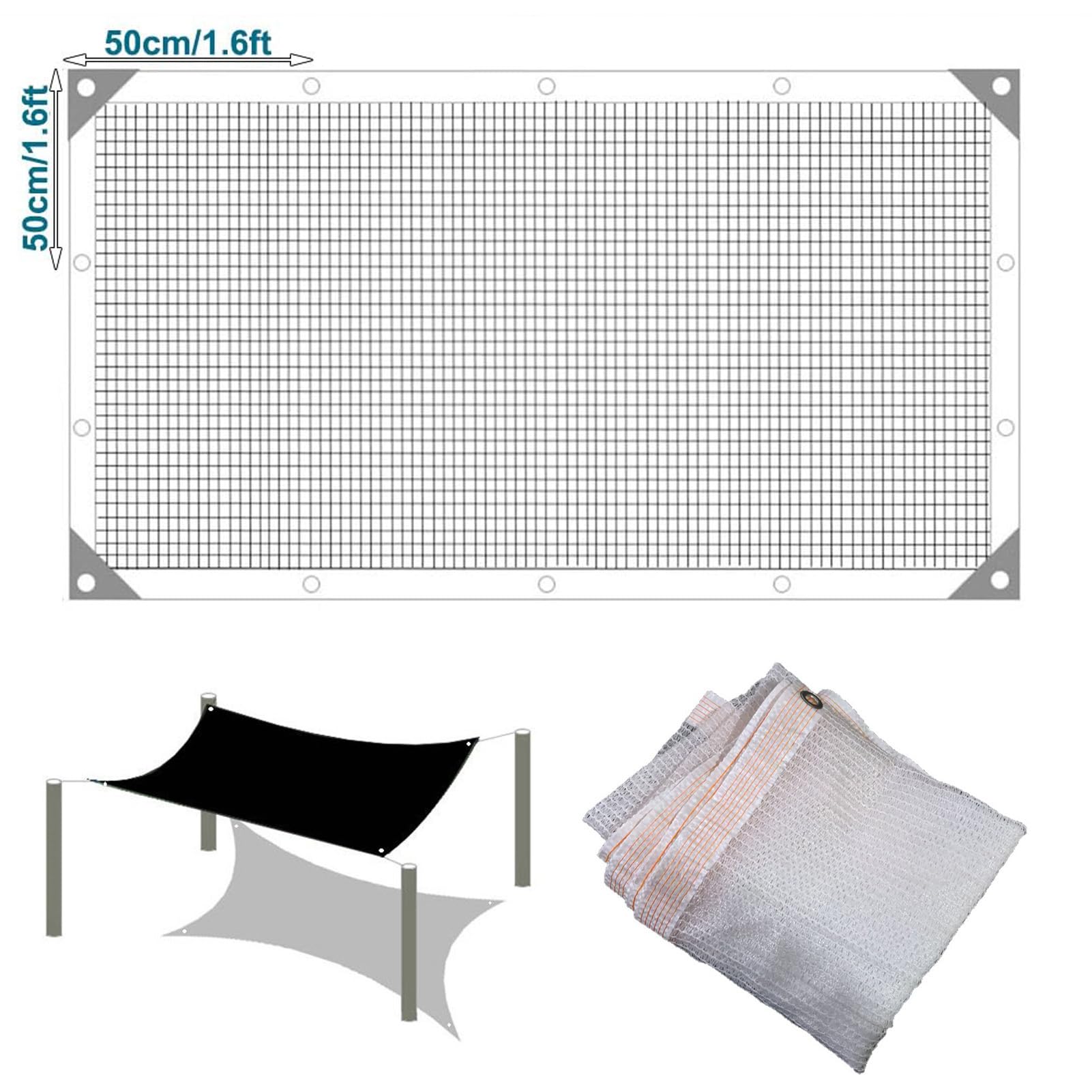 Malla Sombreo Blanca 55% con Ojales Cada 50cm,Red de Sombra Exterior UV | Transpirable Privacidad Esquinas Reforzadas para Jardín Pérgola Terraza Patio