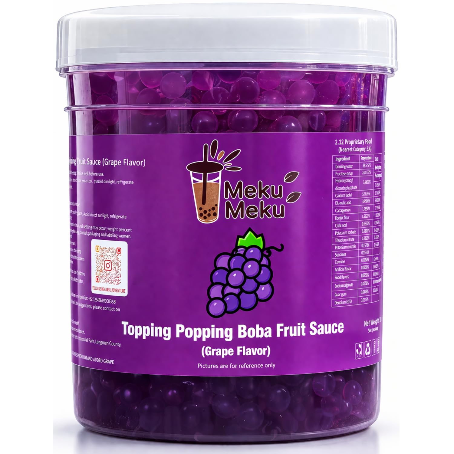 MEKU MEKU - Grape Flavor Popping Boba Pearls Topping (Bulk Pack) By COUGAR | Juicy Bursting Boba Balls for Bubble Tea, Desserts & Drinks | Sweet & Fruity Grape Taste | Ready to Use Beverage Topping – (IMPORTED)-image-33