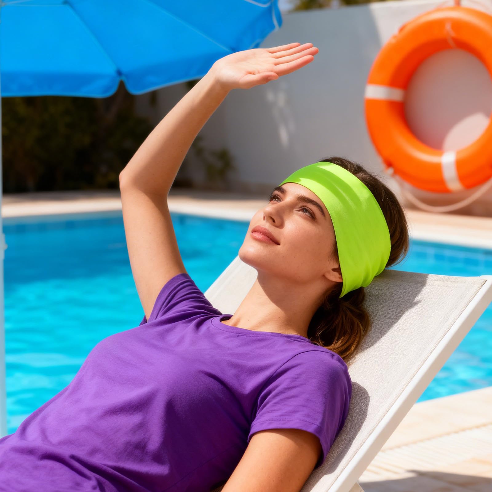 SEWACC 20 Piezas Diadema de Natación de Neopreno Ajustable para Protección Auditiva, Banda Deportiva Versátil para Ciclismo y Entrenamientos, Color Verde
