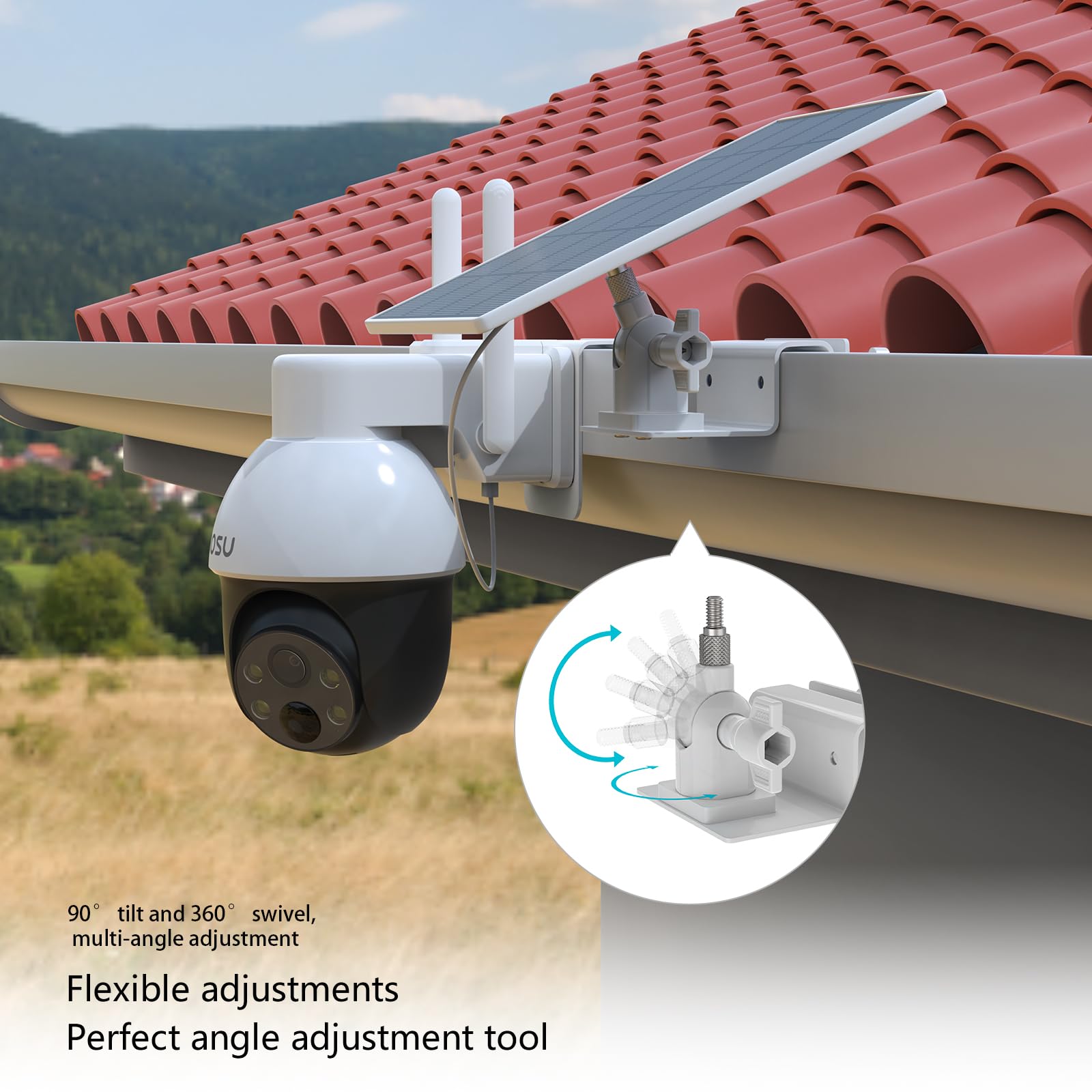 HOLACA Camera and Solar Panel Gutter Mount Compatible with AOSU 2K 3MP / 3K 5MP Surveillance Camera Outdoor Solar (Camera and Solar Panel Not Included) - Image 4