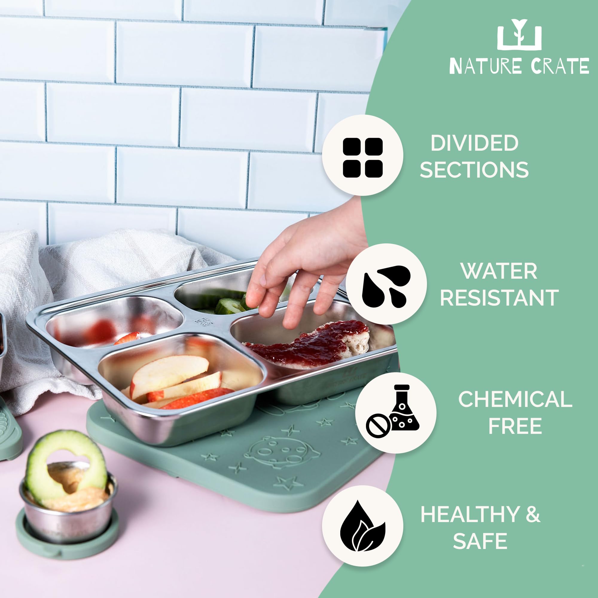 Stainless Steel Lunch Box for Kids 5 and Older – 3 Pieces