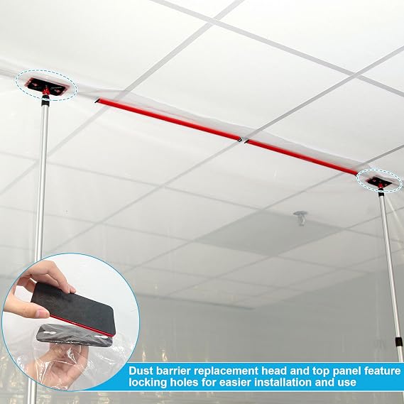 Dust Barrier Replacement Head and Non-Skid Plate Set Fit for Zipwall TPH1