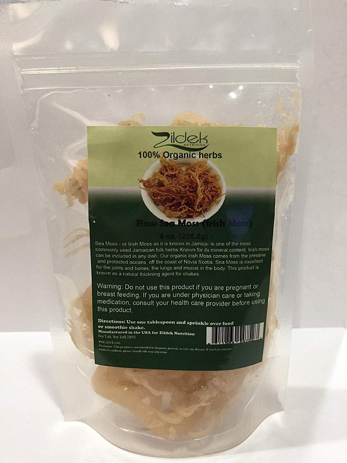 Raw Irish Moss Wild Crafted Sea Moss 4 oz (3 Pack)