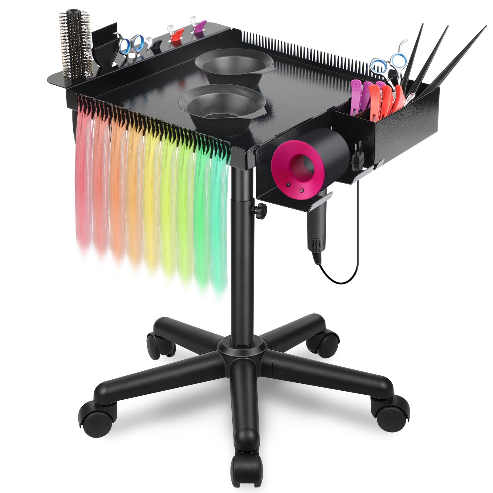 Chetunju Multi-Function Salon Tray, Salon Rolling Tray cart (with Wheels), Multi-Function Tray for Hair Stylist, Adjustable Salon Color Tray.-image-13