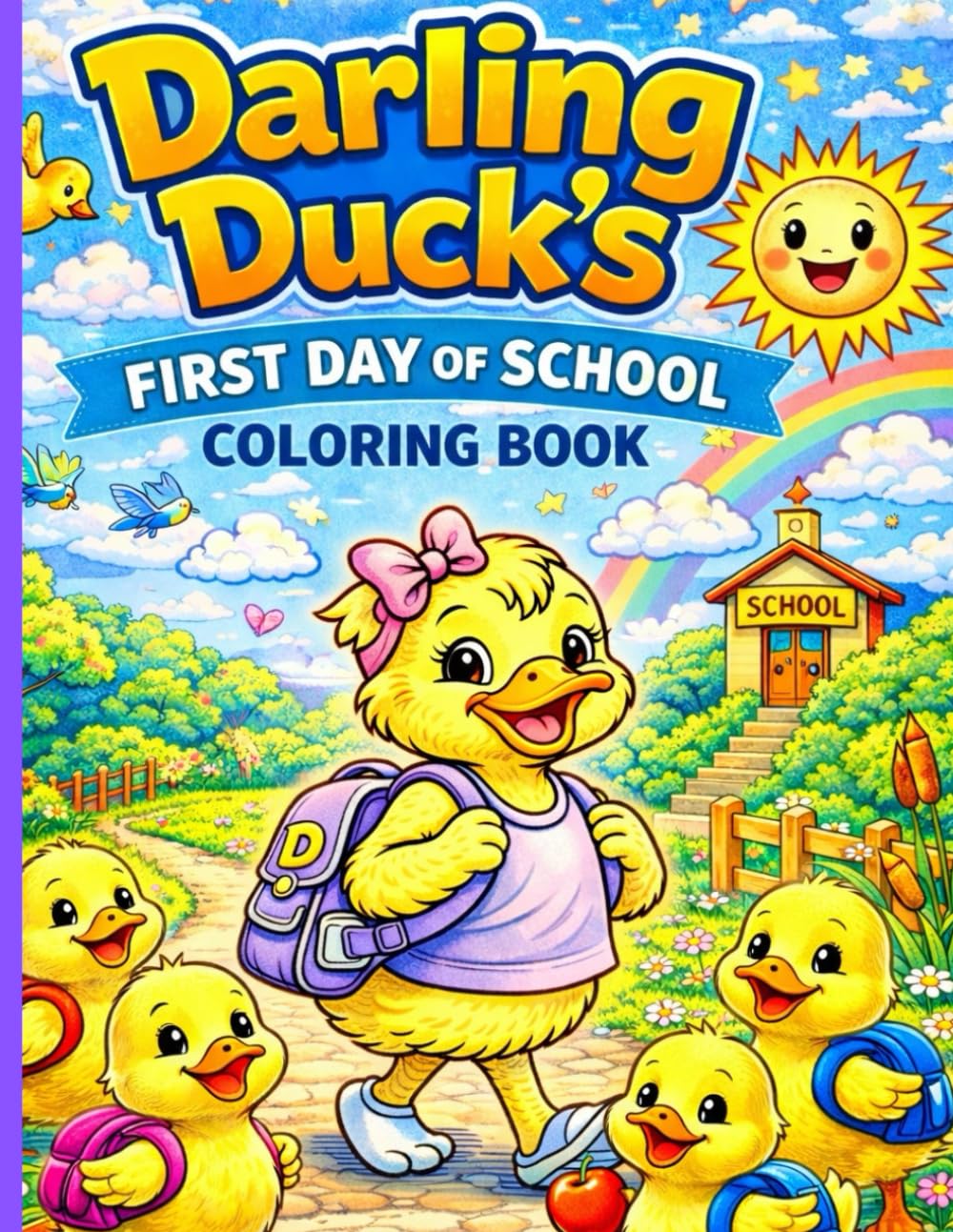 Darling Ducks first day of school coloring book