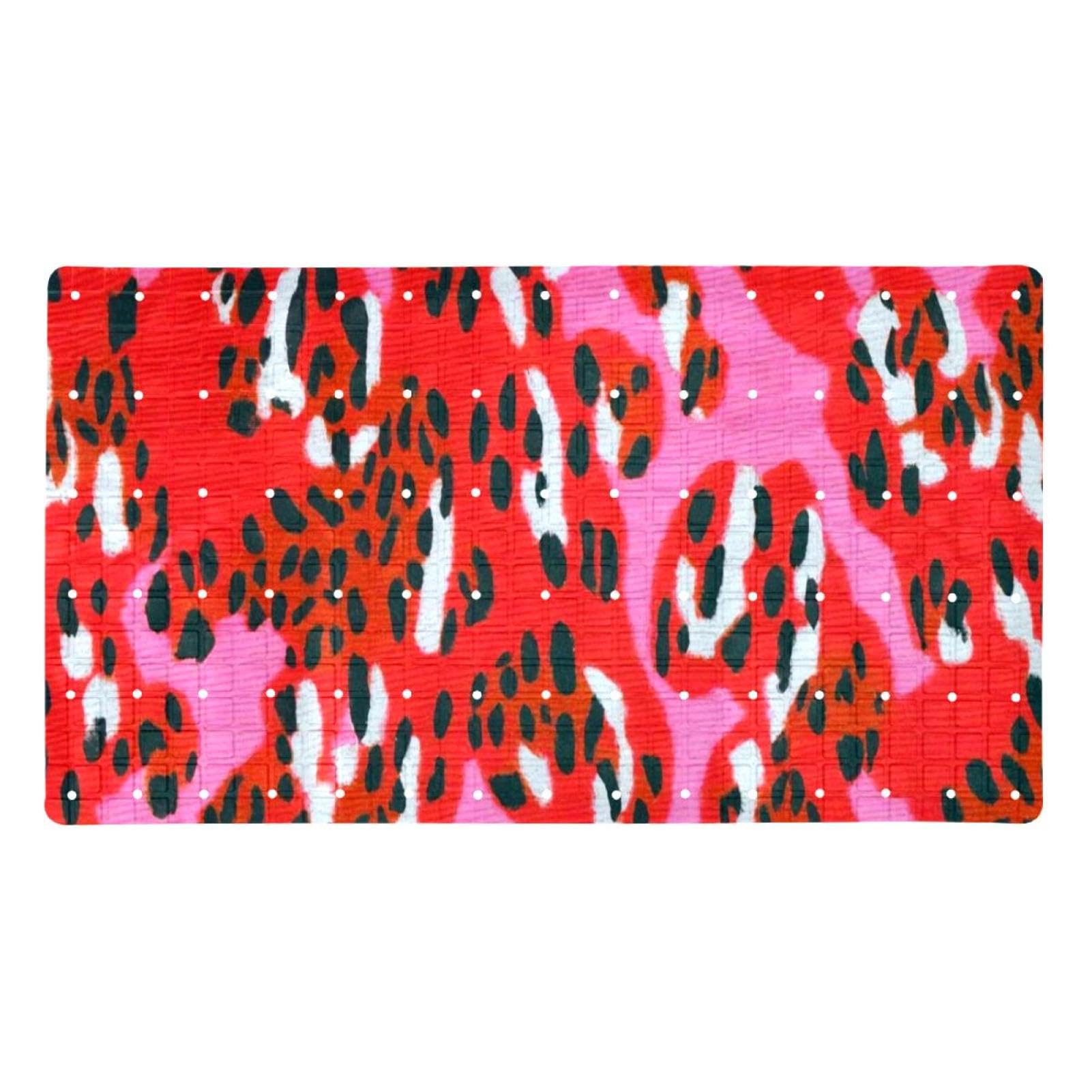 Tapis de bain antidérapant léopard rose à séchage rapide ultra absorbant